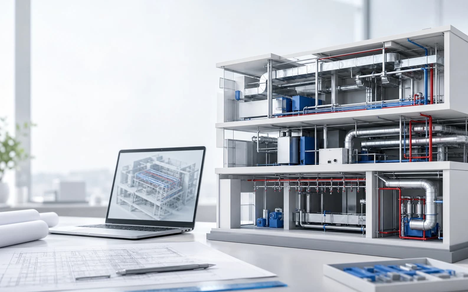 Gebäudetechnikmodell und digitale BIM-Planung