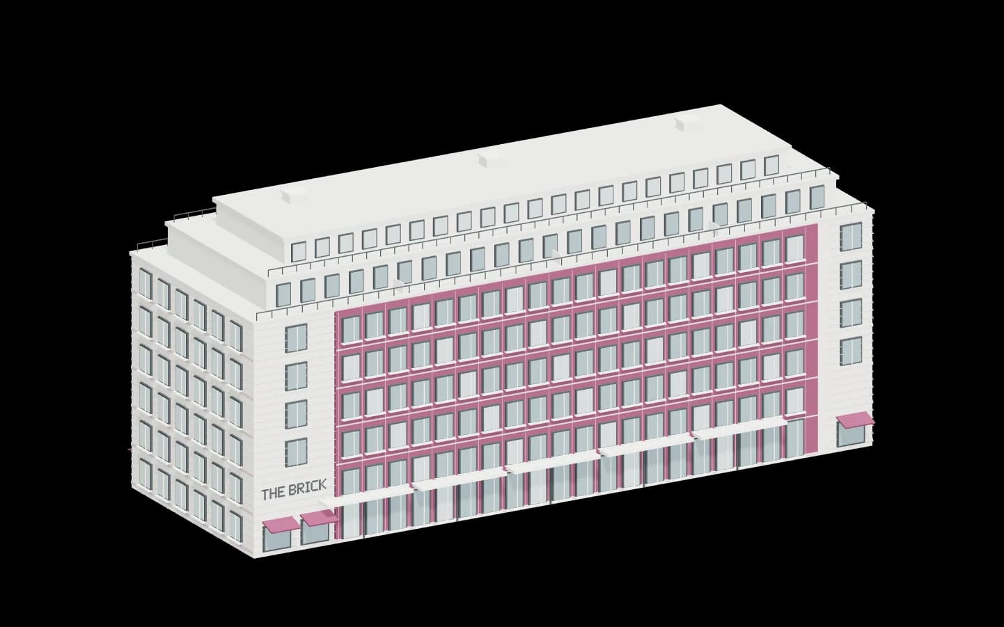 Three.js-Gebäudeansicht The Brick 80